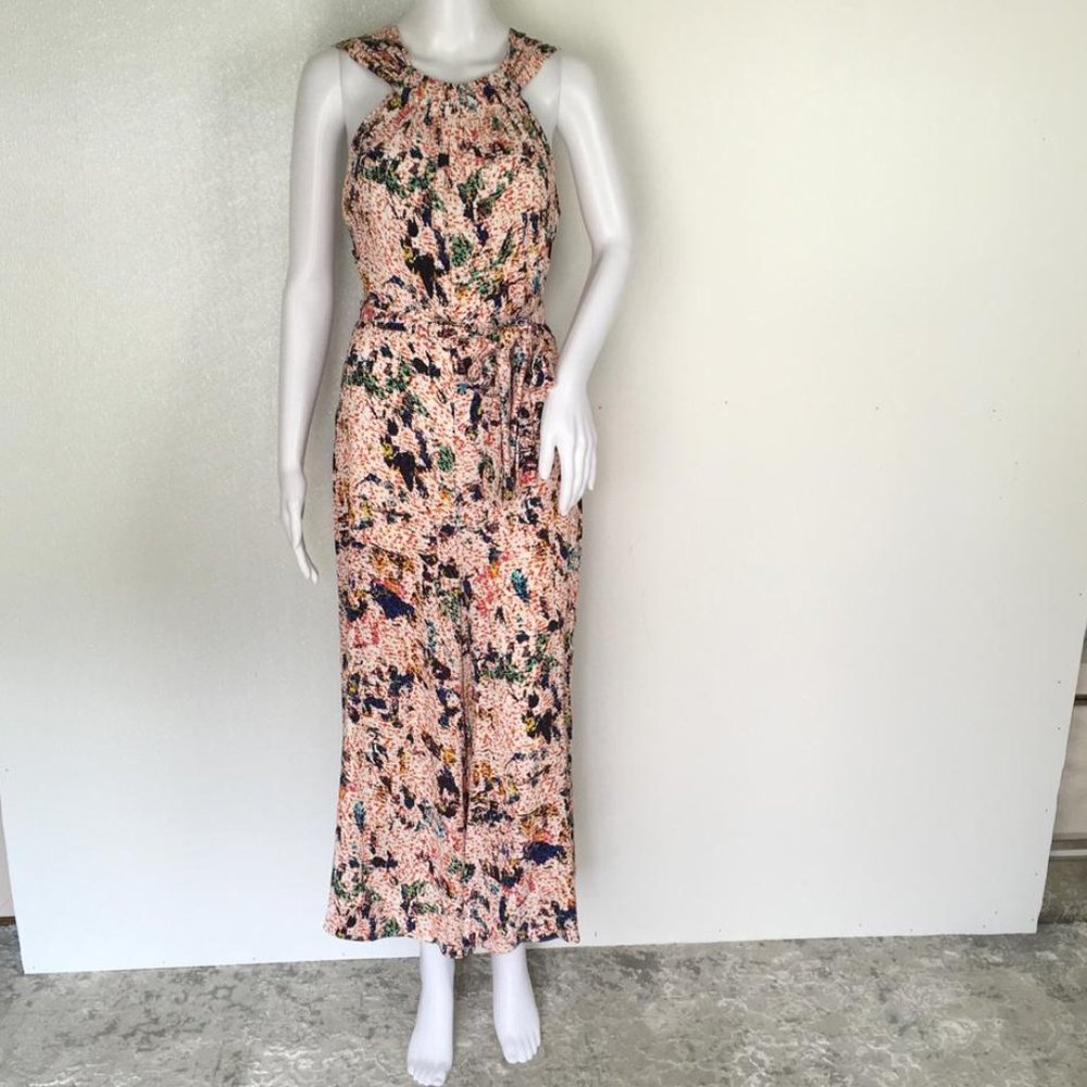 Nwt Karen Millen Women's Stamped Floral Halter Palazzo Culotte Jumpsuit Sz 6